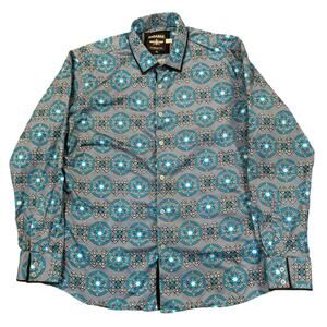 Barabas Shirt Men's 2XL‎ Geometric Long Sleeve All Over Print Cotton Preppy